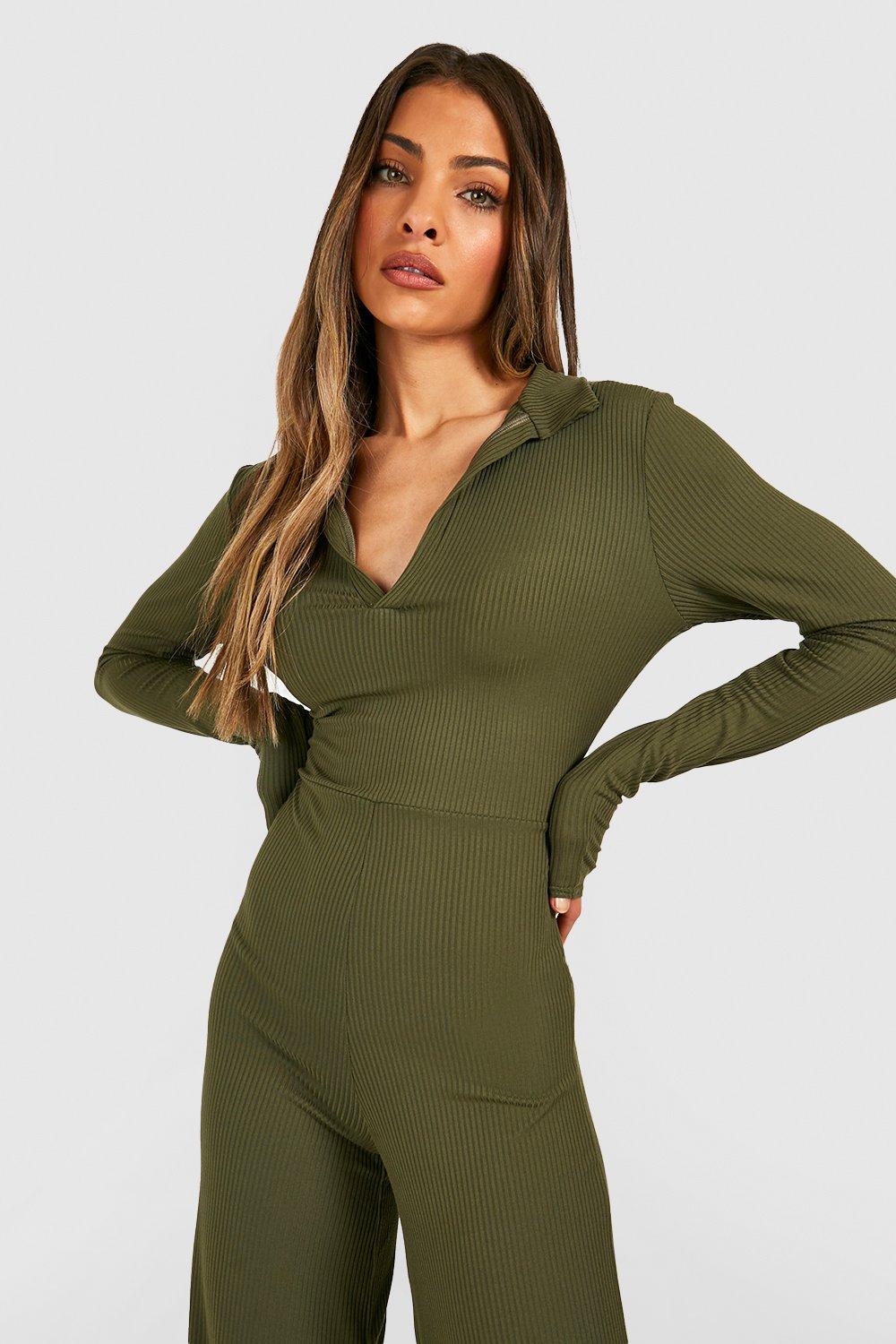 Boohoo best sale ribbed jumpsuit