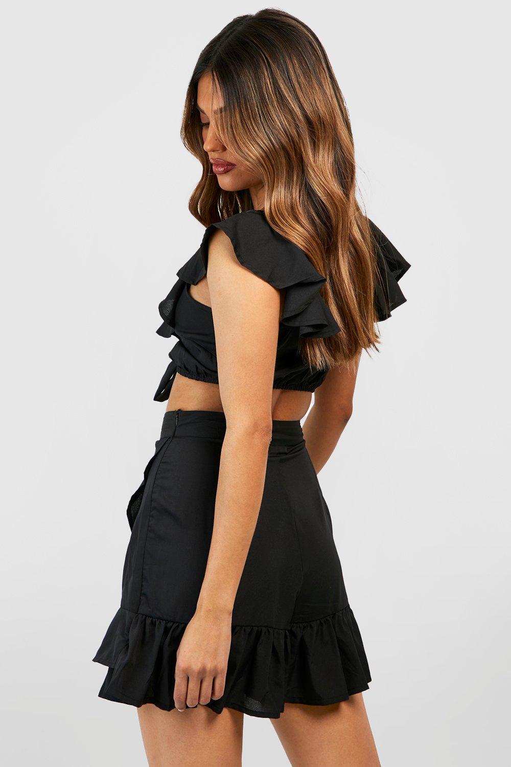 Black store ruffle shorts