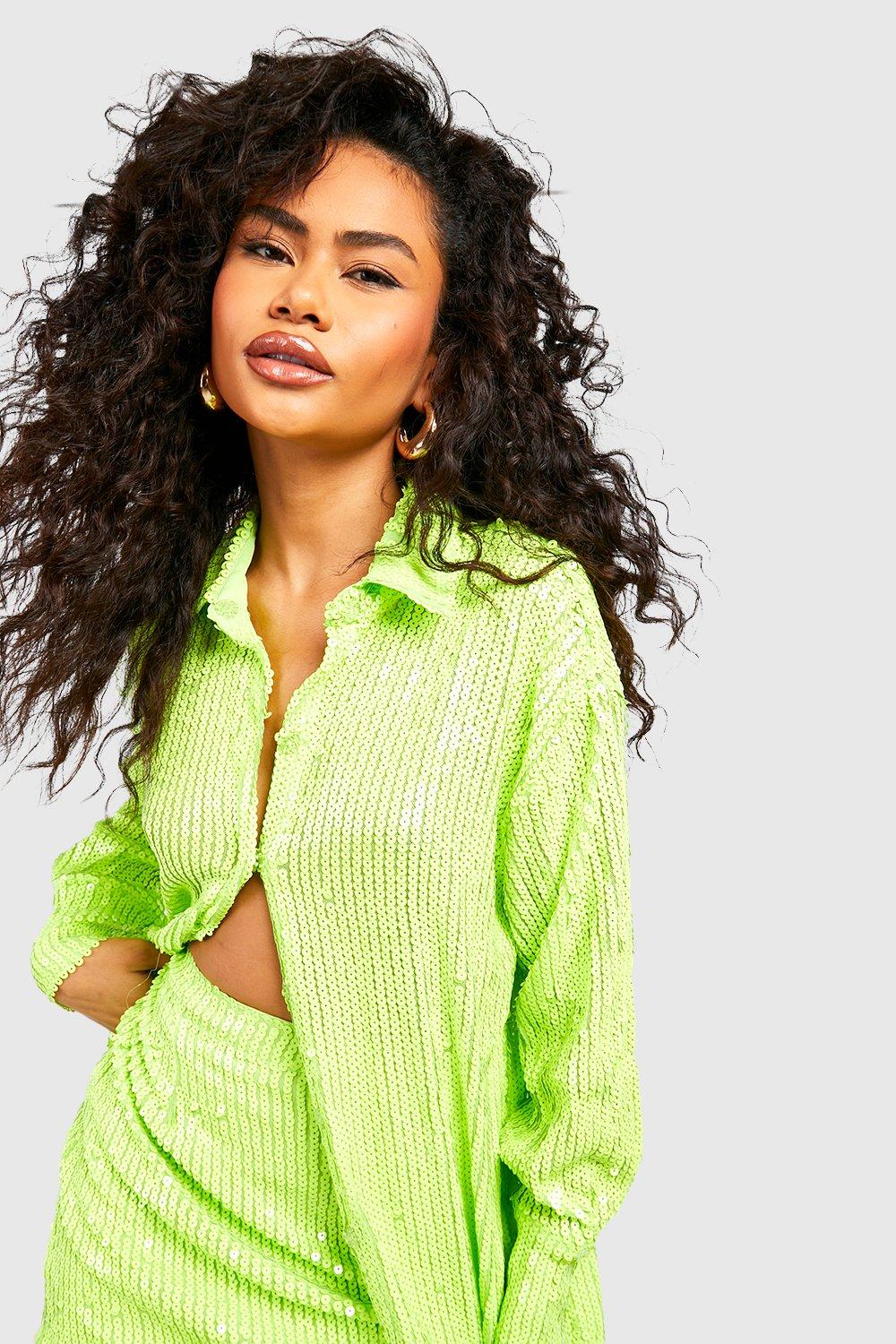 Neon green striped store shirt