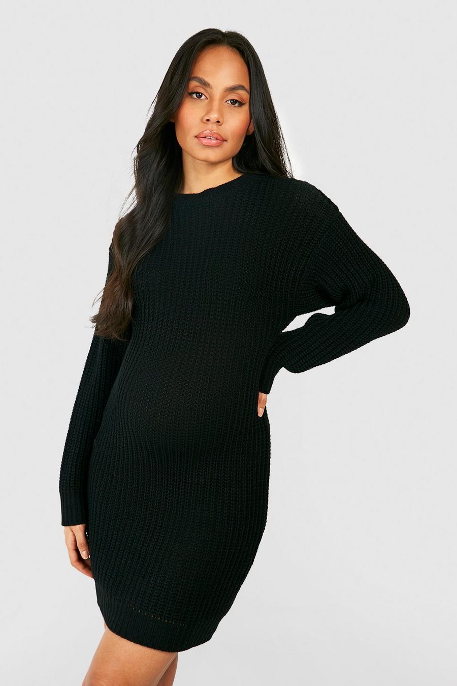 Black Maternity Slouchy Mini Jumper Dress