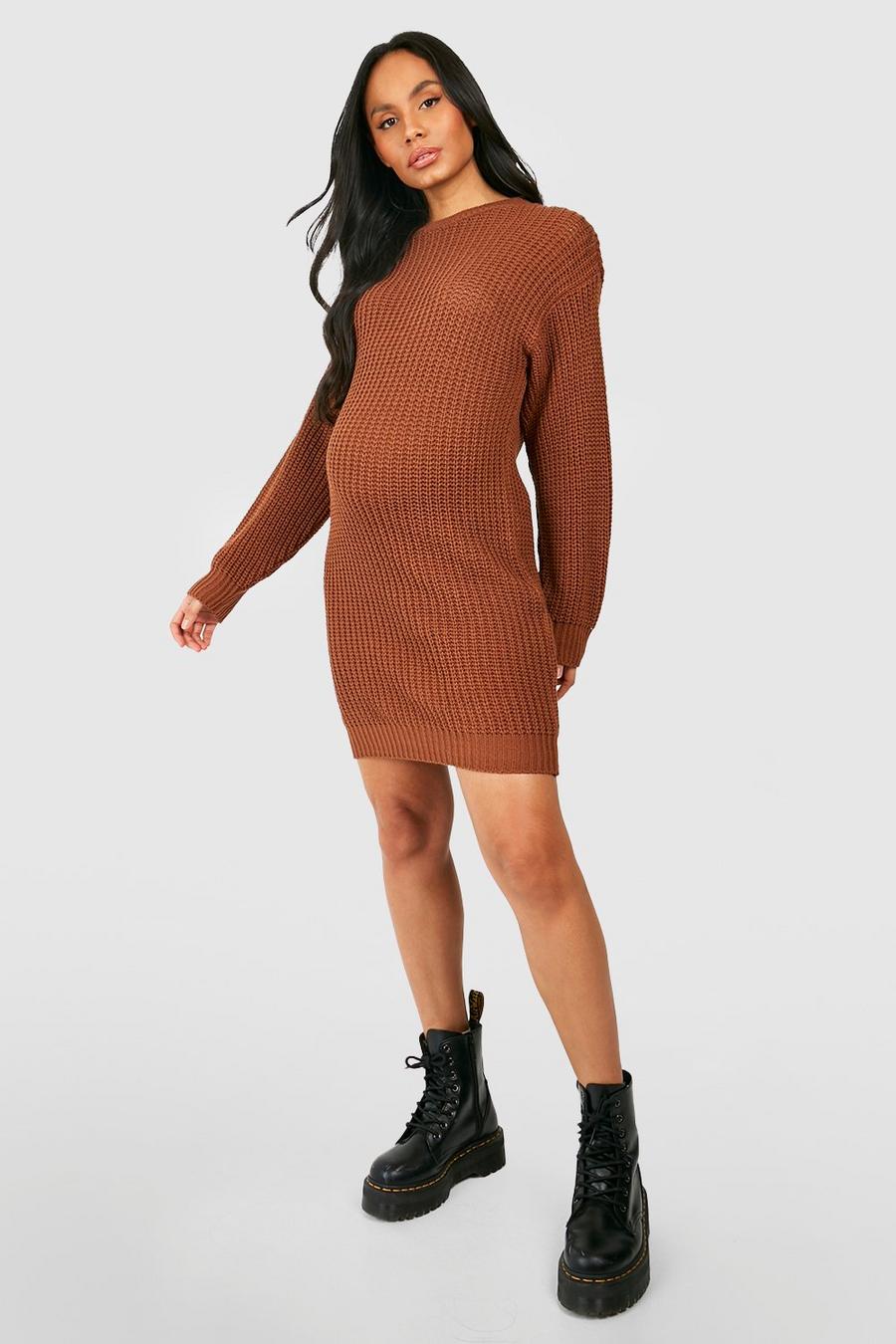 Toffee Maternity Slouchy Mini Sweater Dress