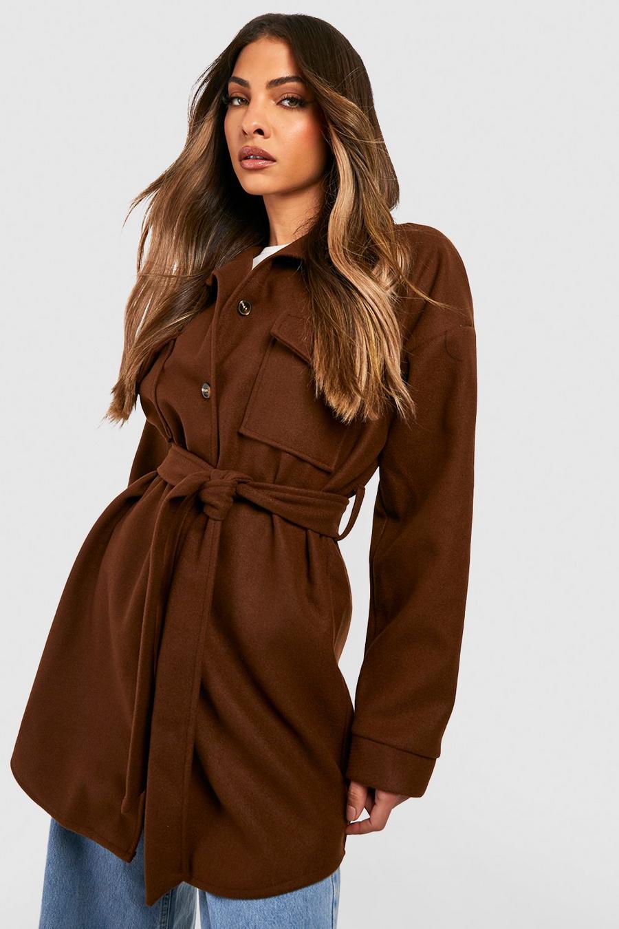 Chocolate Belted Shacket image number 1
