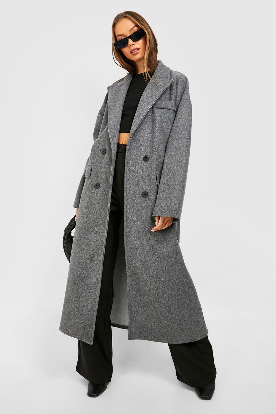 Charcoal Oversized Double Breasted Wool Coat image number 1