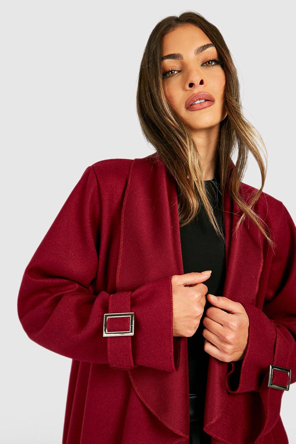 Burgundy waterfall outlet coat