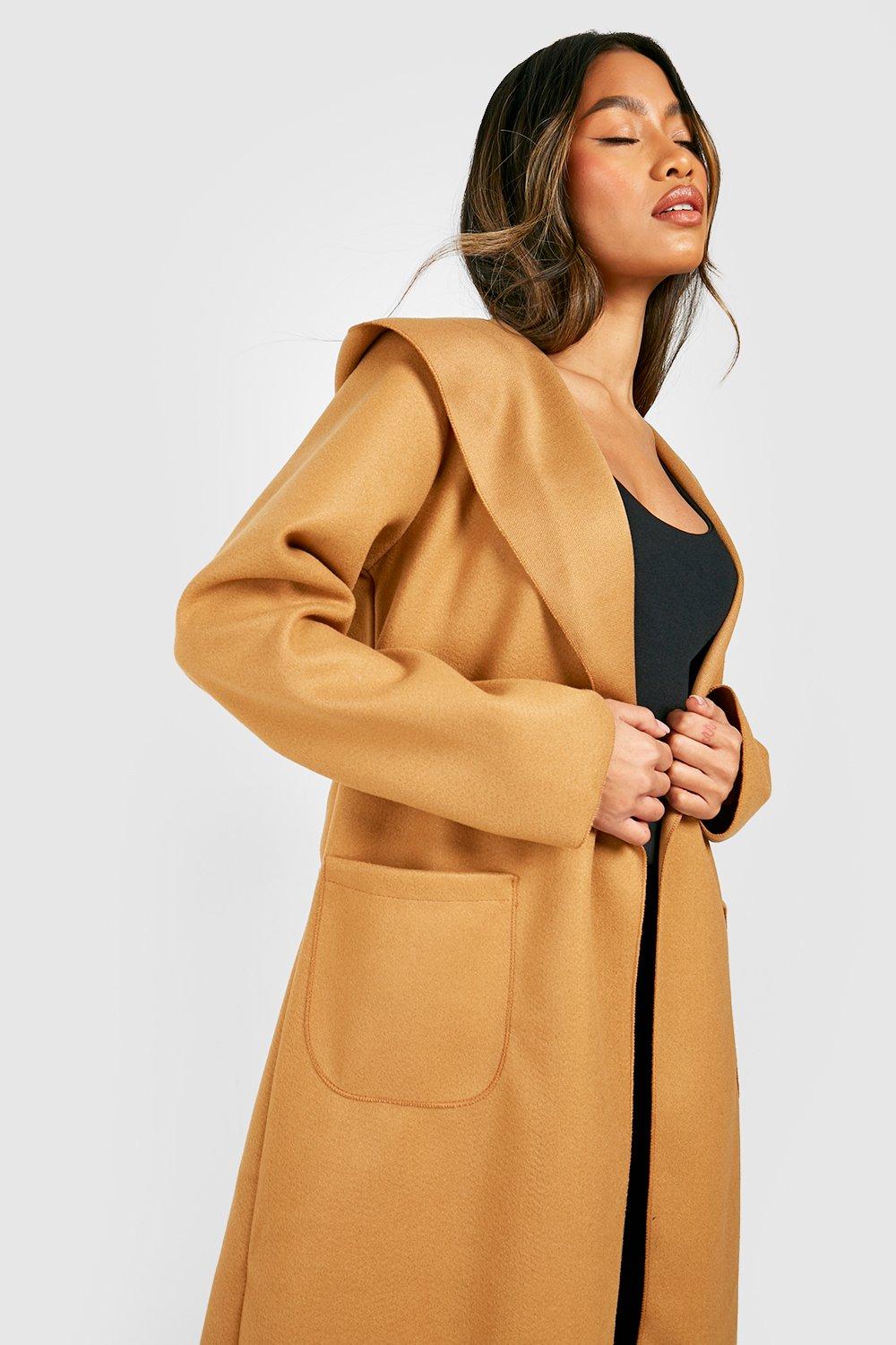 Hooded camel best sale coat womens