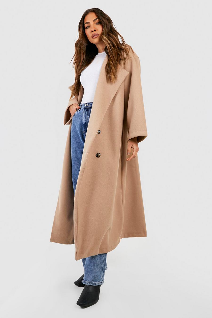 Stone Oversized Double Breasted Wool Look Coat image number 1