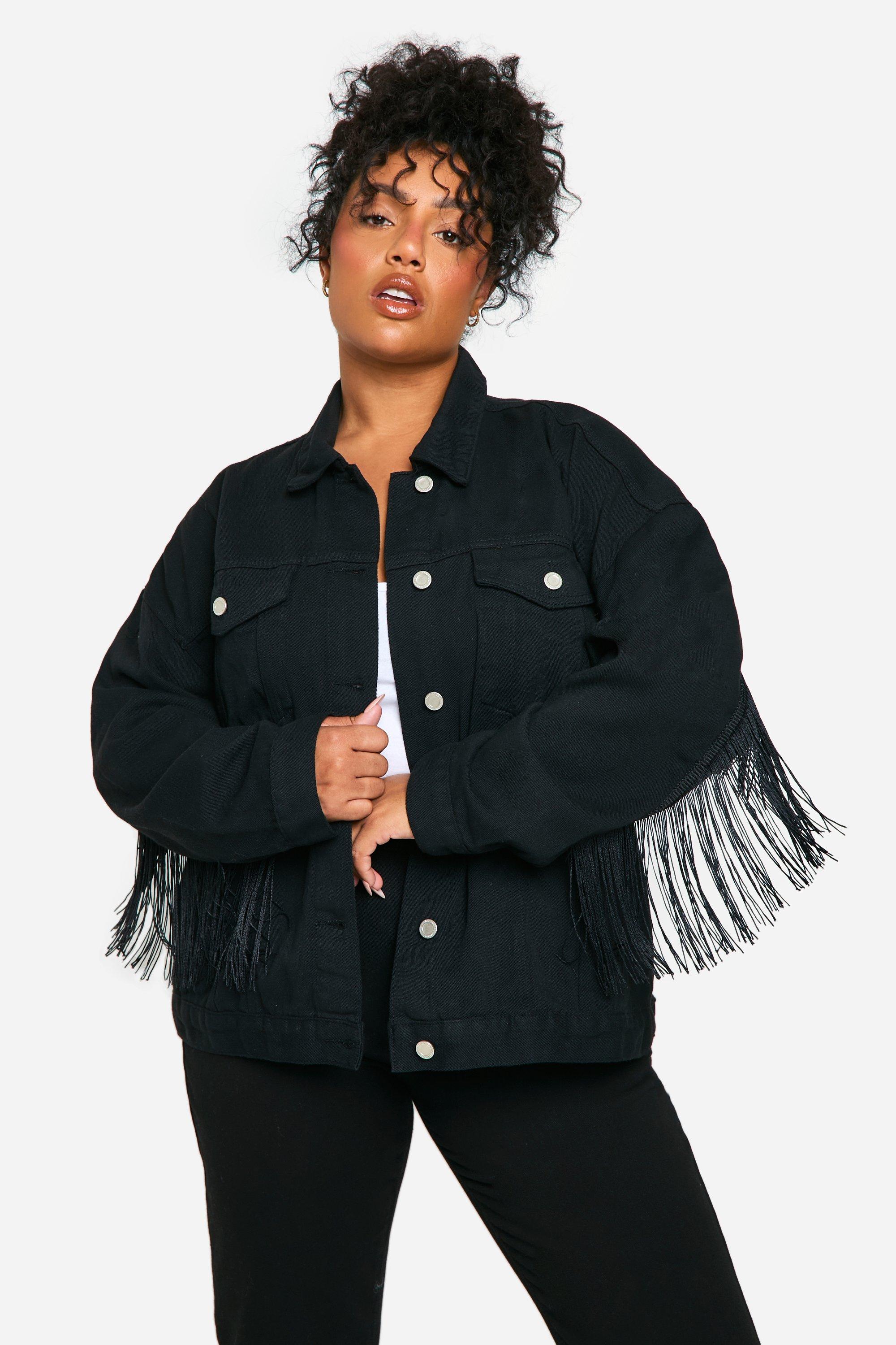 Black denim clearance jacket boohoo