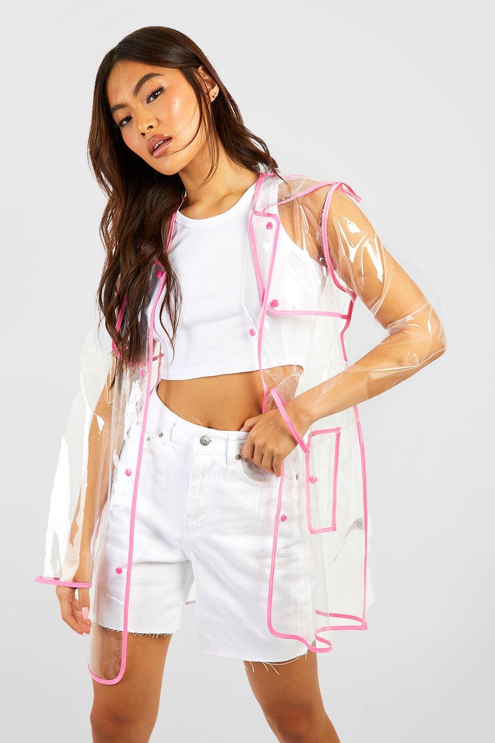 Clear shop raincoat boohoo