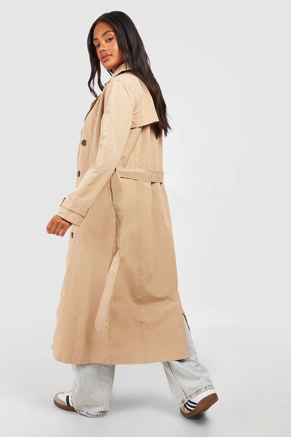 Stone Panel Detail Belted Trench Coat