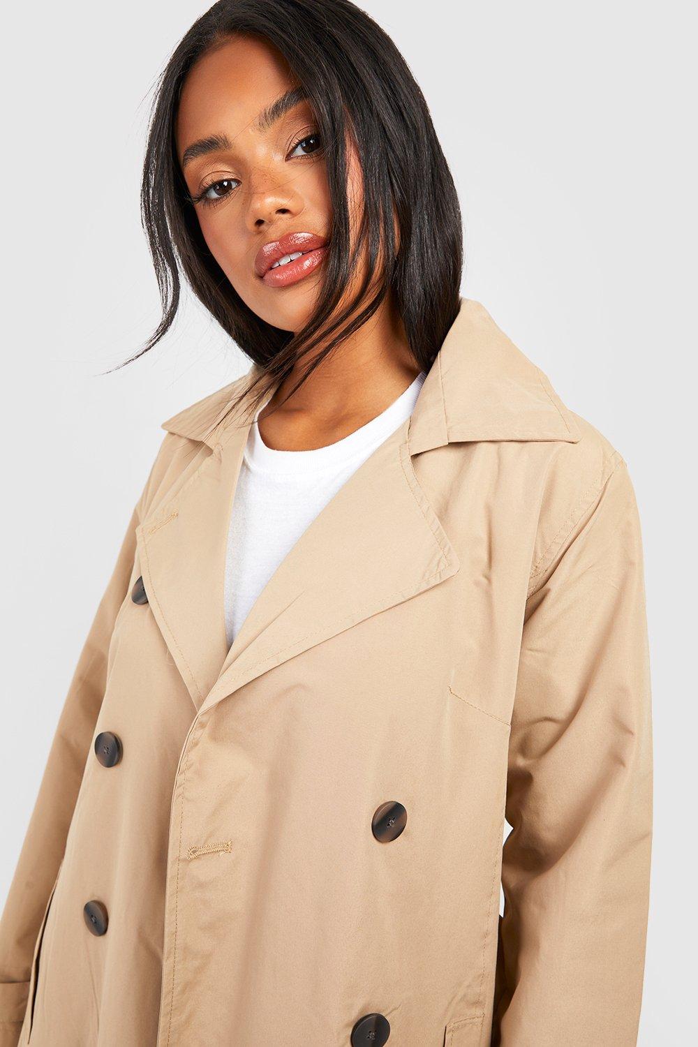 Stone Panel Detail Belted Trench Coat