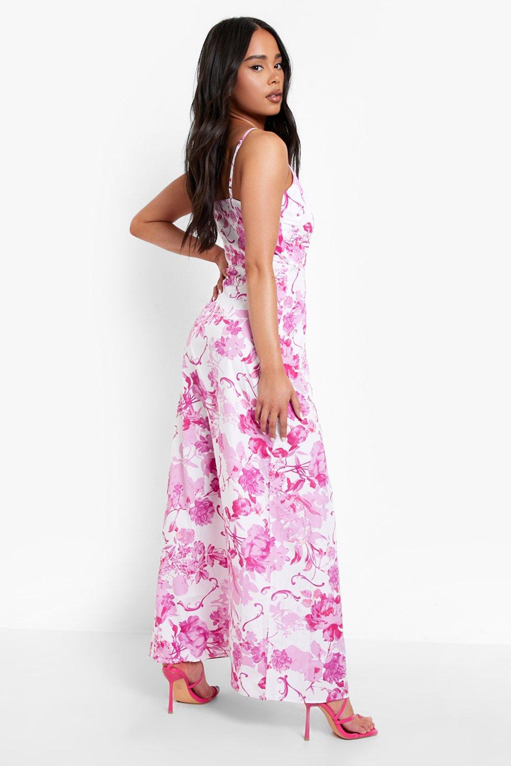 Pink floral on sale wrap maxi dress