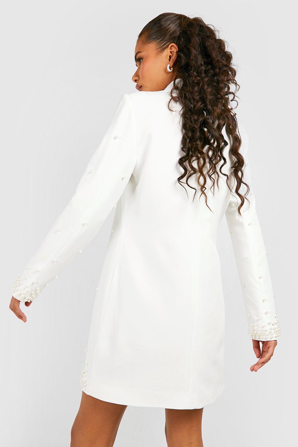 White blazer hot sale dress boohoo