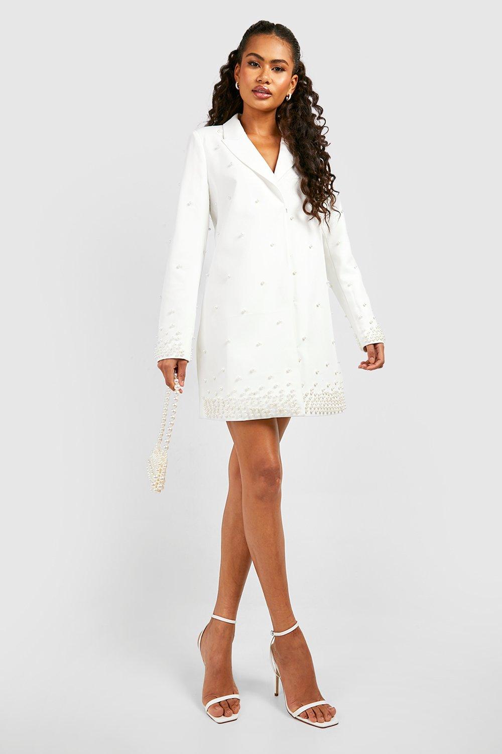 Boohoo white blazer dress sale