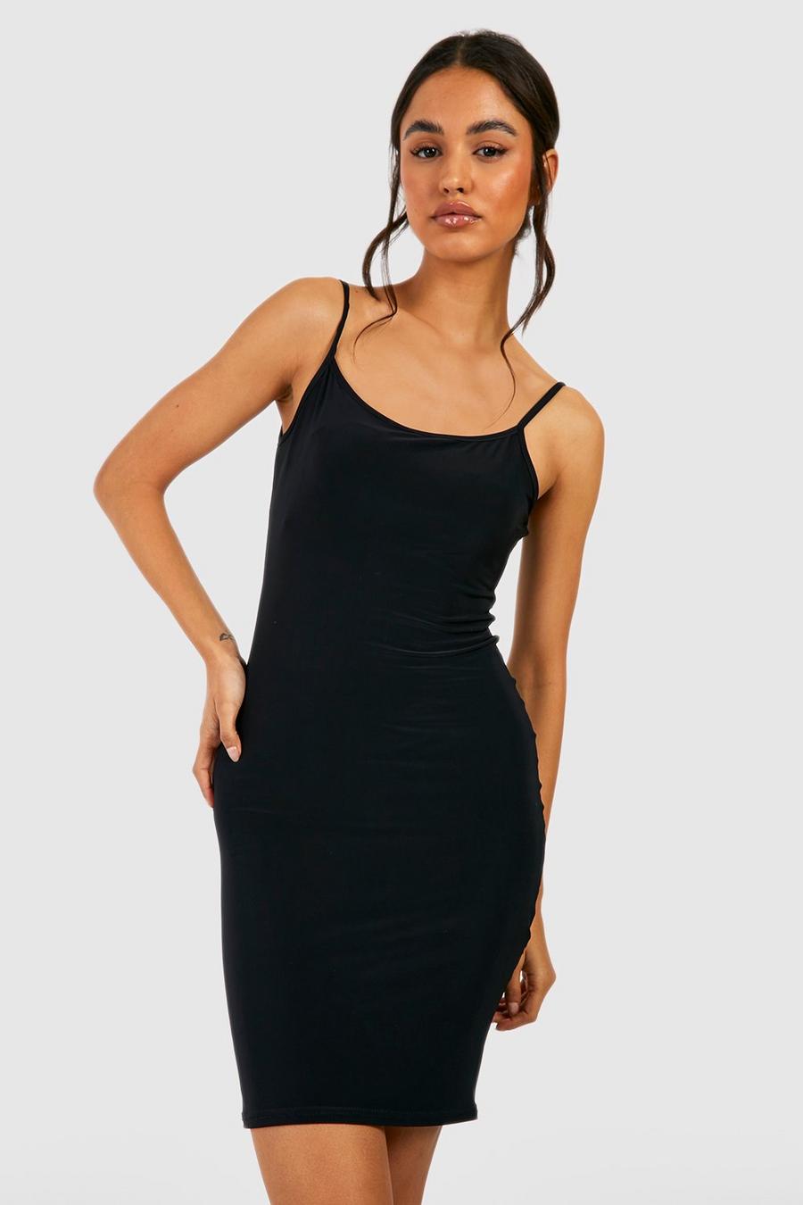 Black Premium Heavy Weight Slinky Mini Dress image number 1