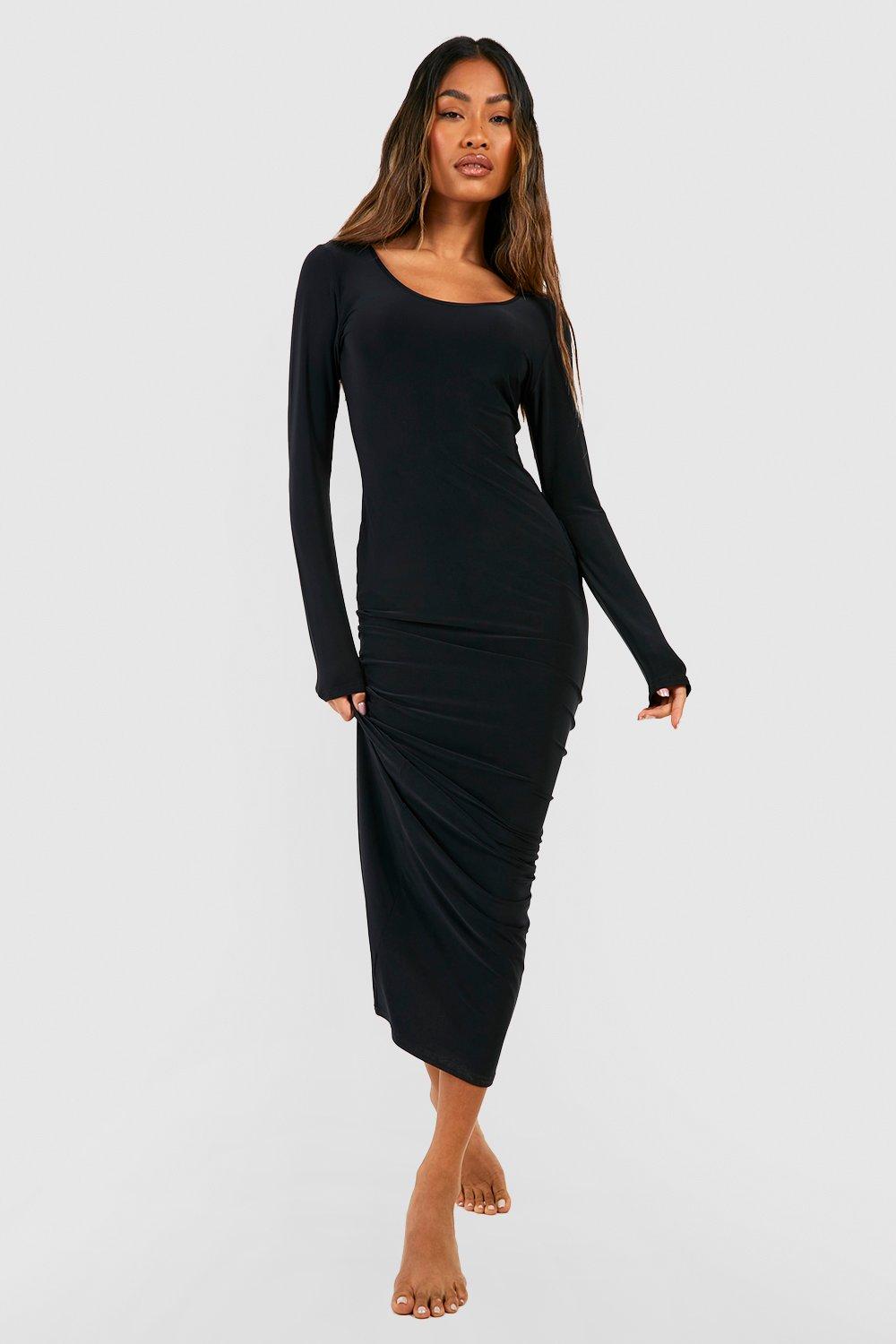 Women's Premium Heavy Weight Slinky Long Sleeve Maxi Dress