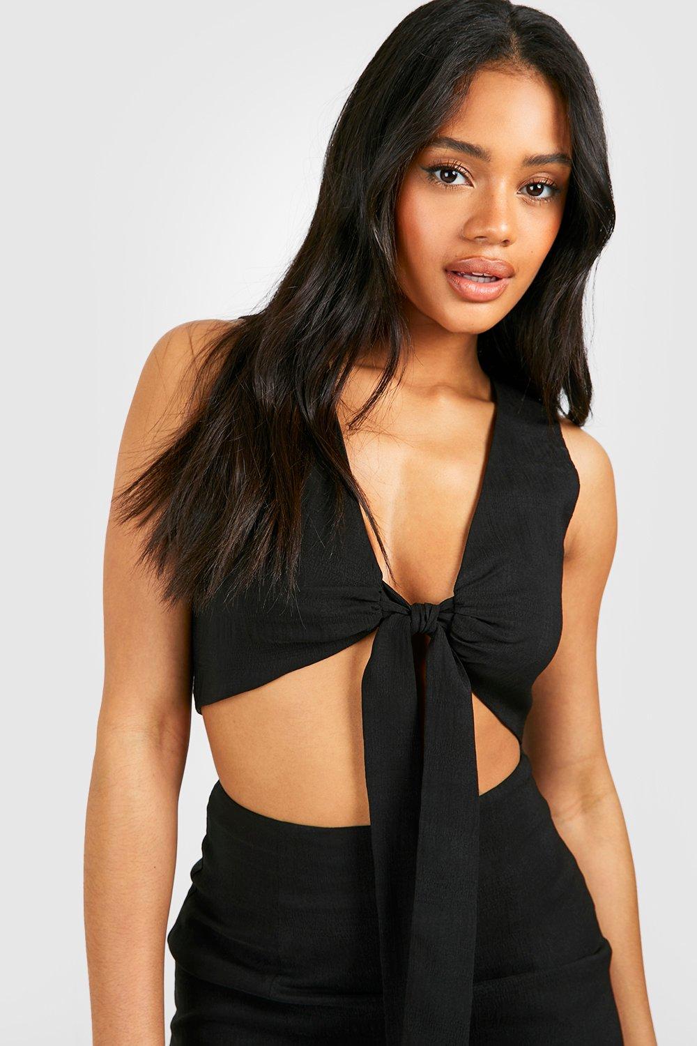 Textured Tie Front Bralette