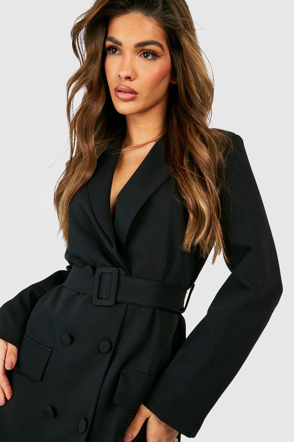 Boohoo belted best sale blazer dress