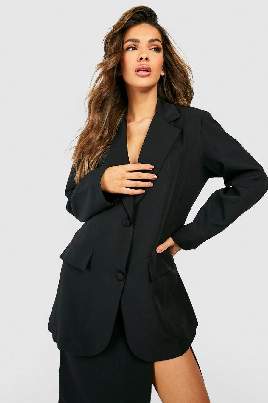 Black Relaxed Fit Single Breasted Blazer image number 1