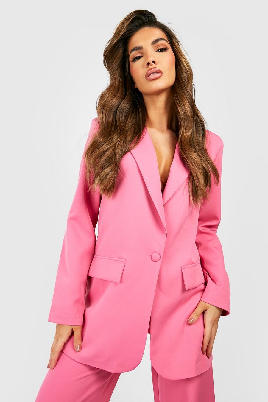 Pink Plunge Relaxed Fit Tailored Blazer image number 1