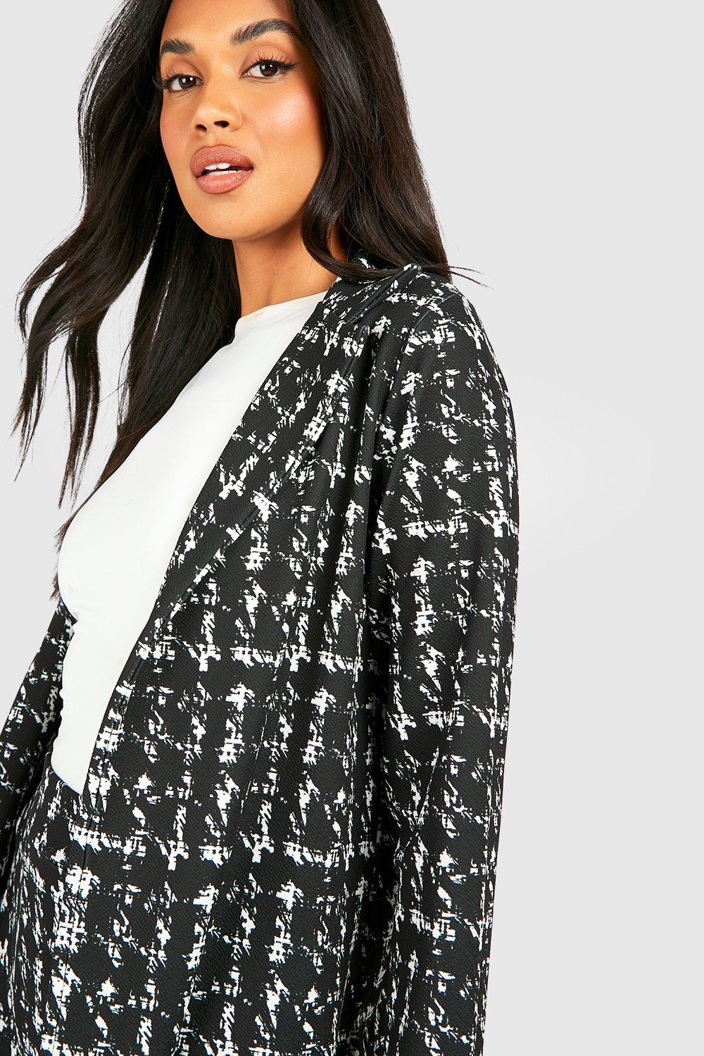 Basic Jersey Abstract Dogtooth Blazer & Pants Set | boohoo