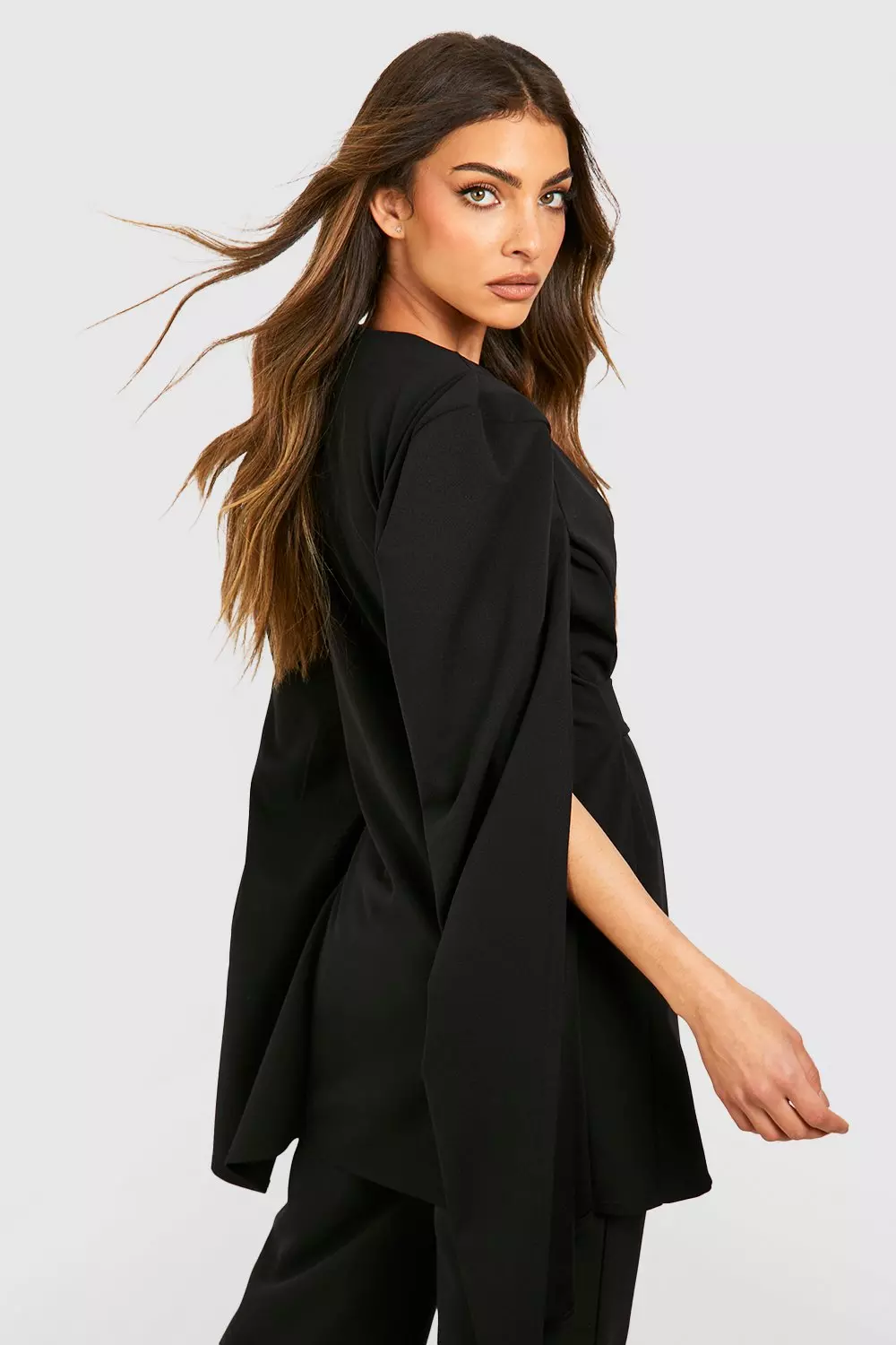 Black longline shop cape blazer