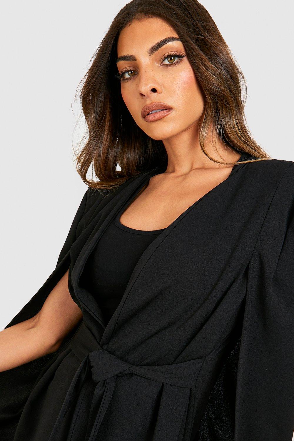 Black longline cape clearance blazer