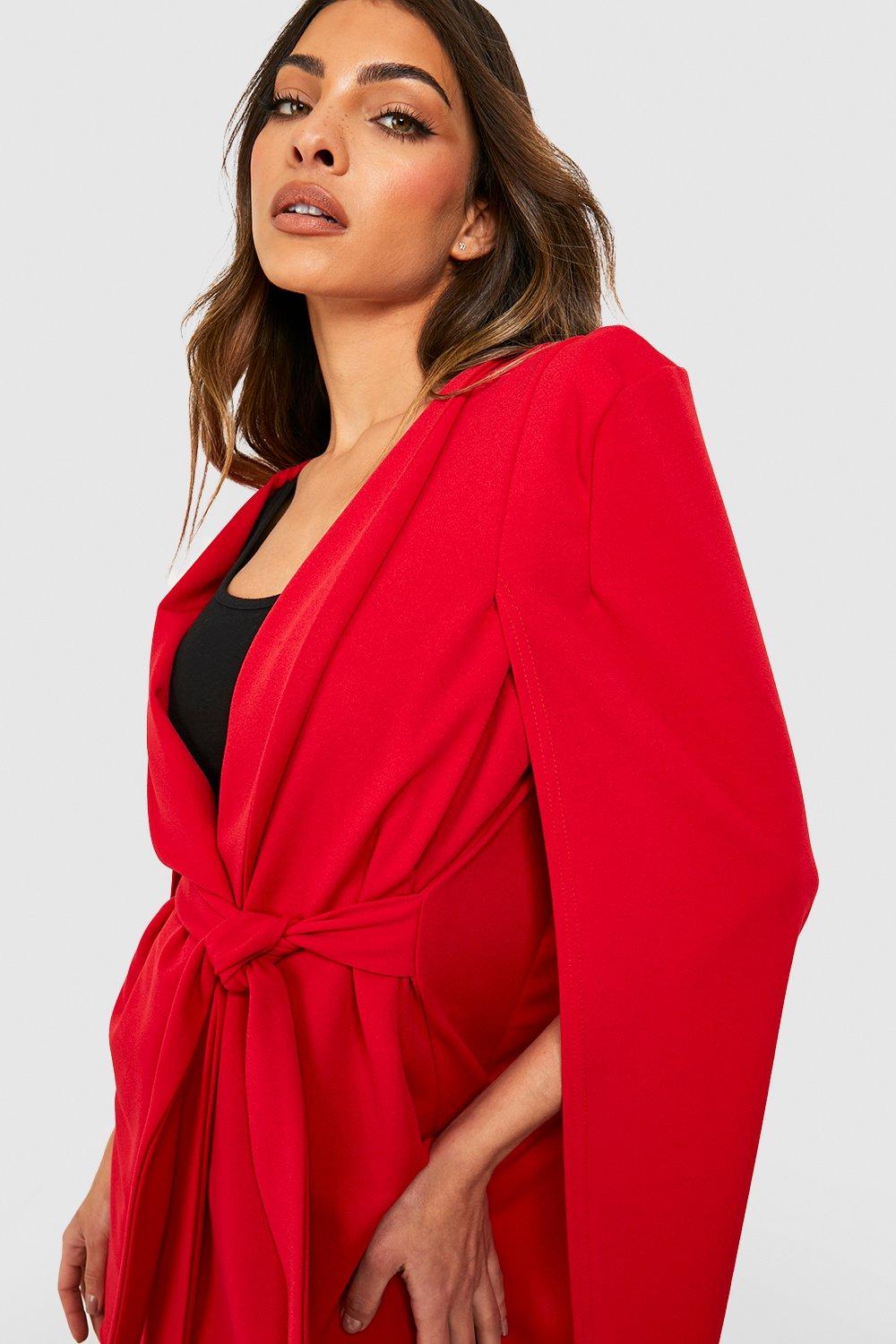 Boohoo red cape on sale dress