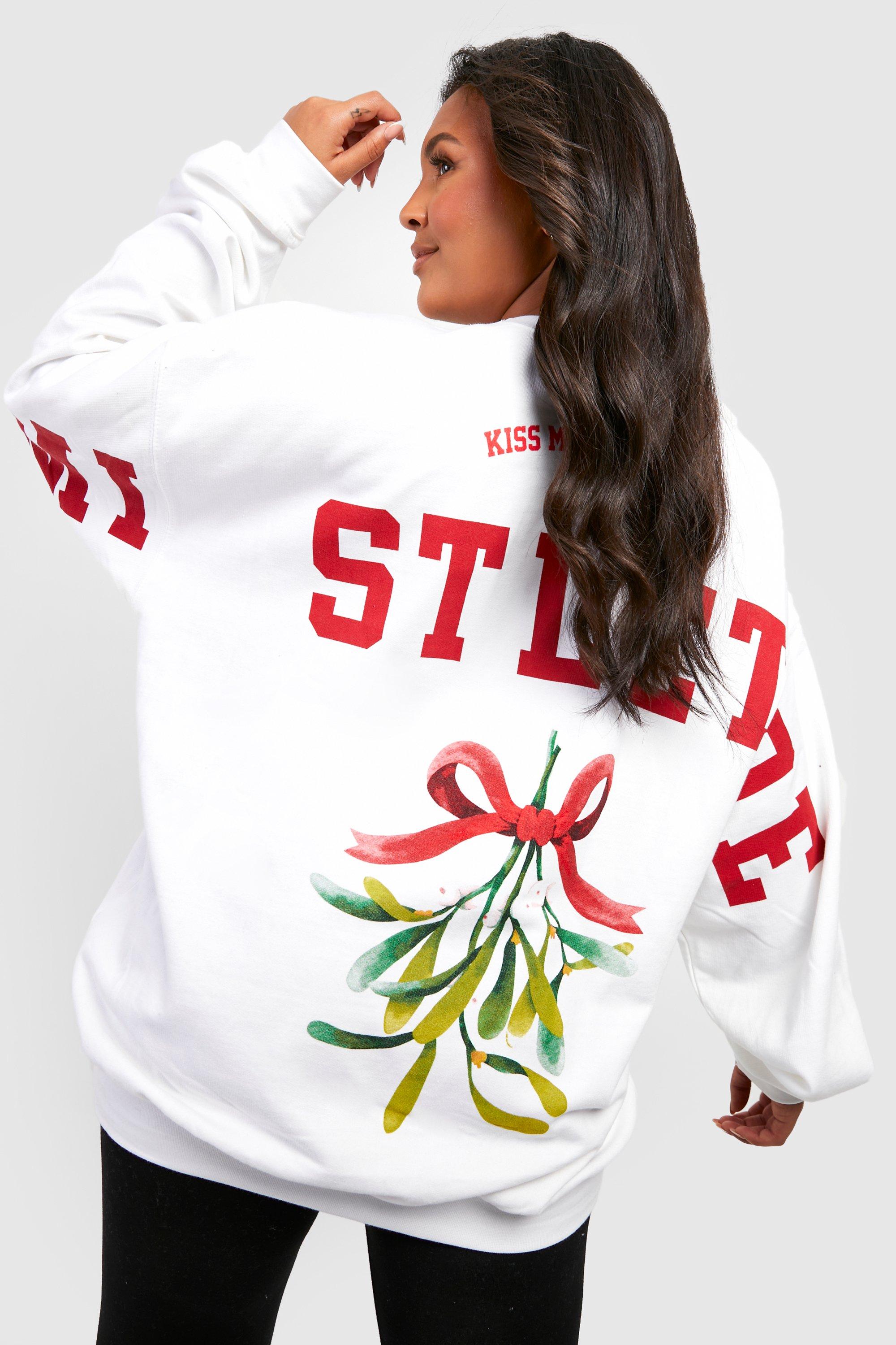 Boohoo Plus Kiss Me Under The Mistletoe Slogan Christmas Sweater