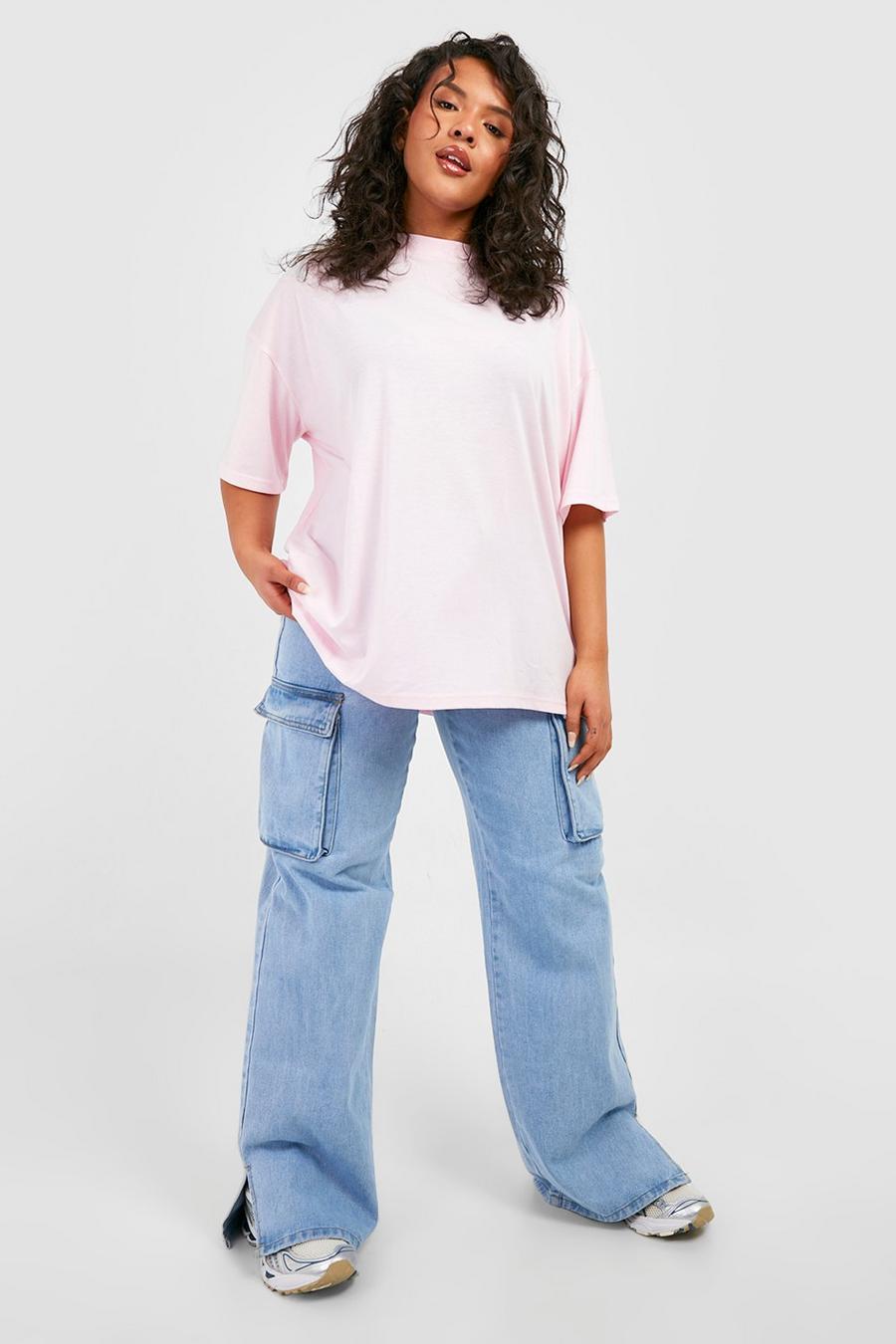 Pink Plus Oversized Cotton T-shirt image number 1