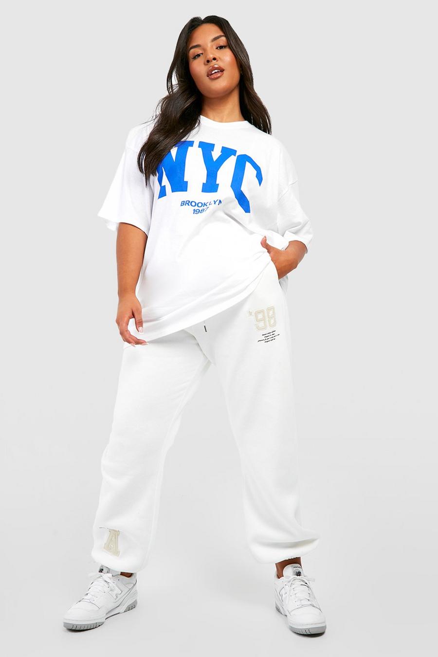 Grande taille - T-shirt oversize à slogan NYC, White image number 1