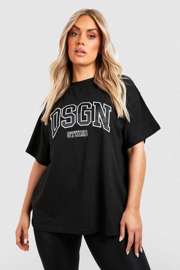 Plus Applique Dsgn Studio Oversized T-Shirt black