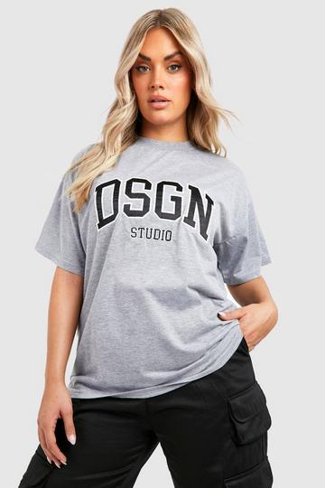 Plus Applique Dsgn Studio Oversized T-shirt grey marl