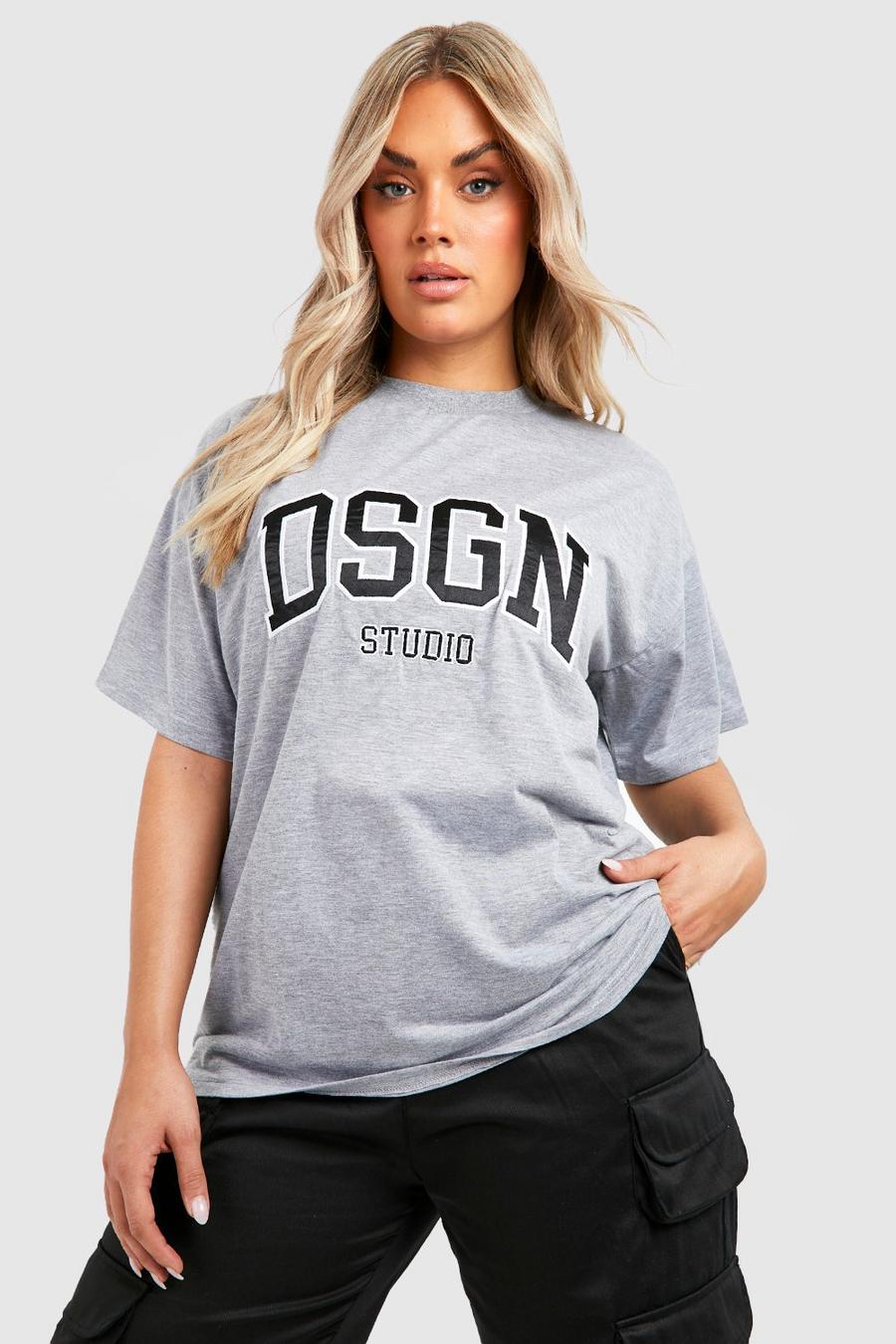 Grey marl Plus Applique Dsgn Studio Oversized T-Shirt image number 1