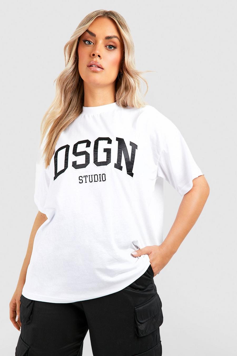 White Plus Applique Dsgn Studio Oversized T-Shirt image number 1