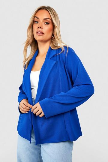 Plus Basic Jersey Knit Relaxed Fit Blazer cobalt