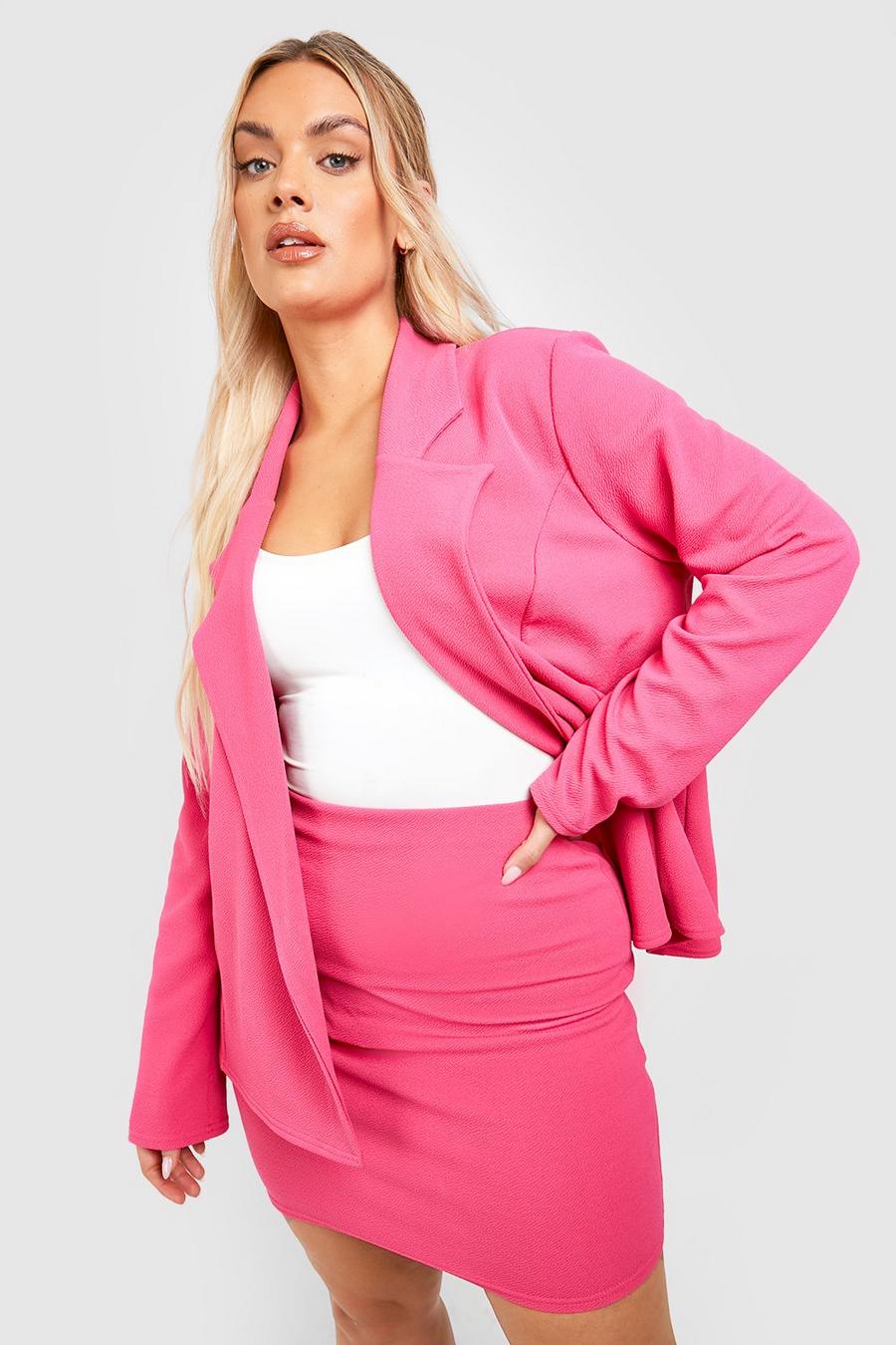 Plus lockerer Basic Jersey-Blazer, Hot pink image number 1