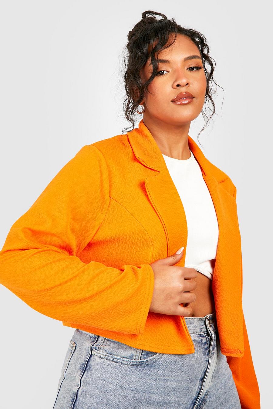 Orange Plus Basic Jersey Cropped Fit Blazer image number 1