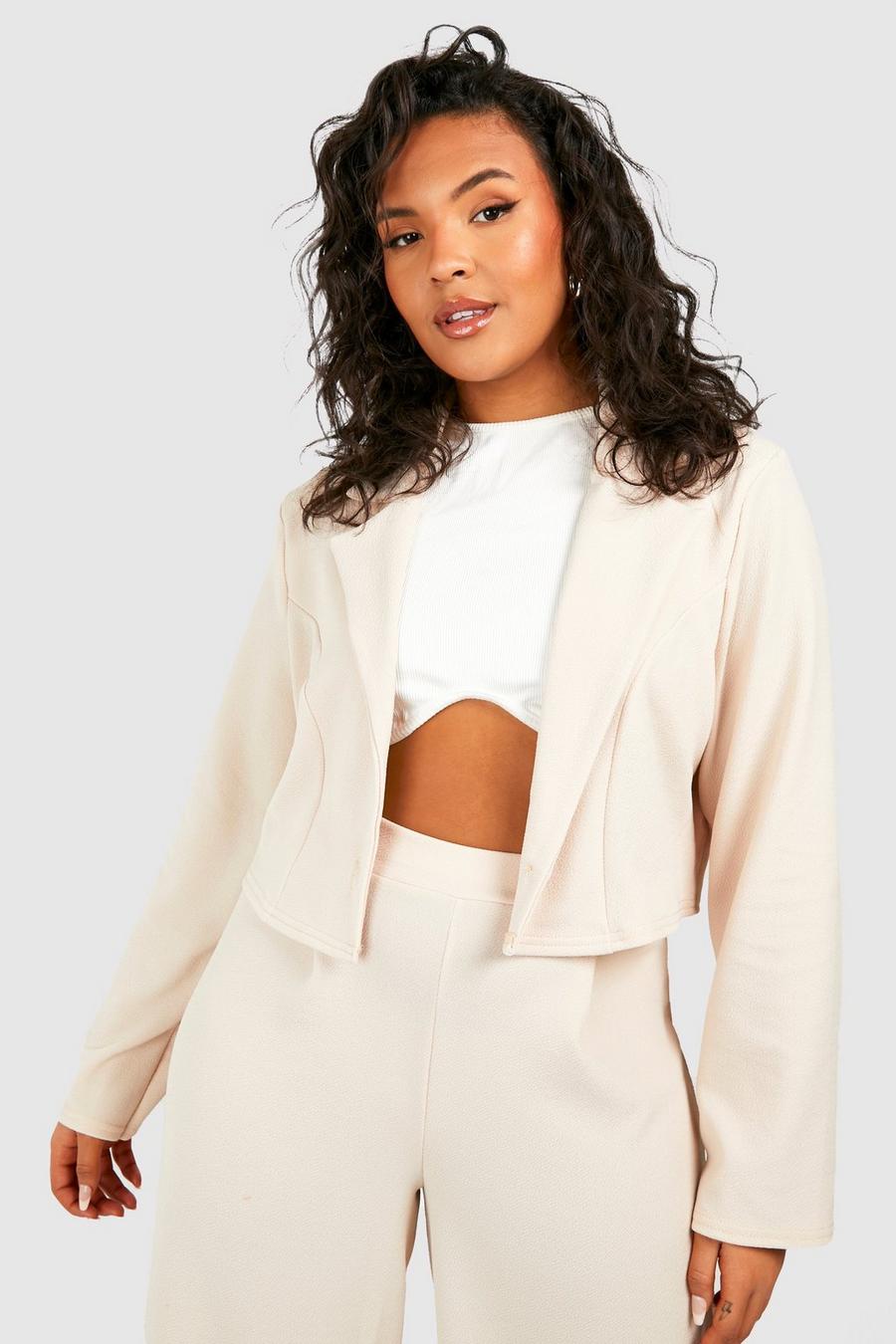 Stone Plus Basic Jersey Cropped Fit Blazer  image number 1