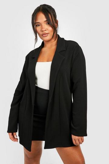 Plus Basic Jersey Blazer Met Enkele Rij Knopen black