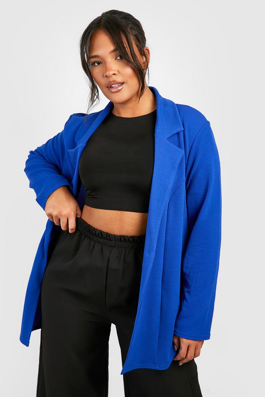 Plus Basic Jersey-Blazer mit Knopf, Cobalt blue