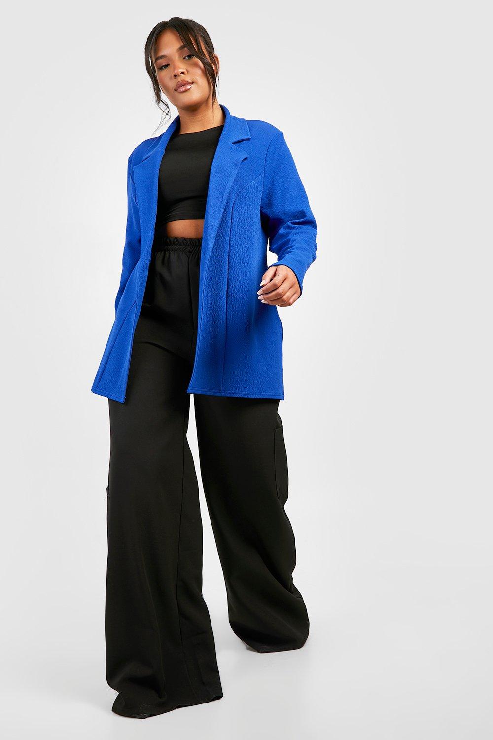 Grande taille Blazer boutonn en jersey boohoo