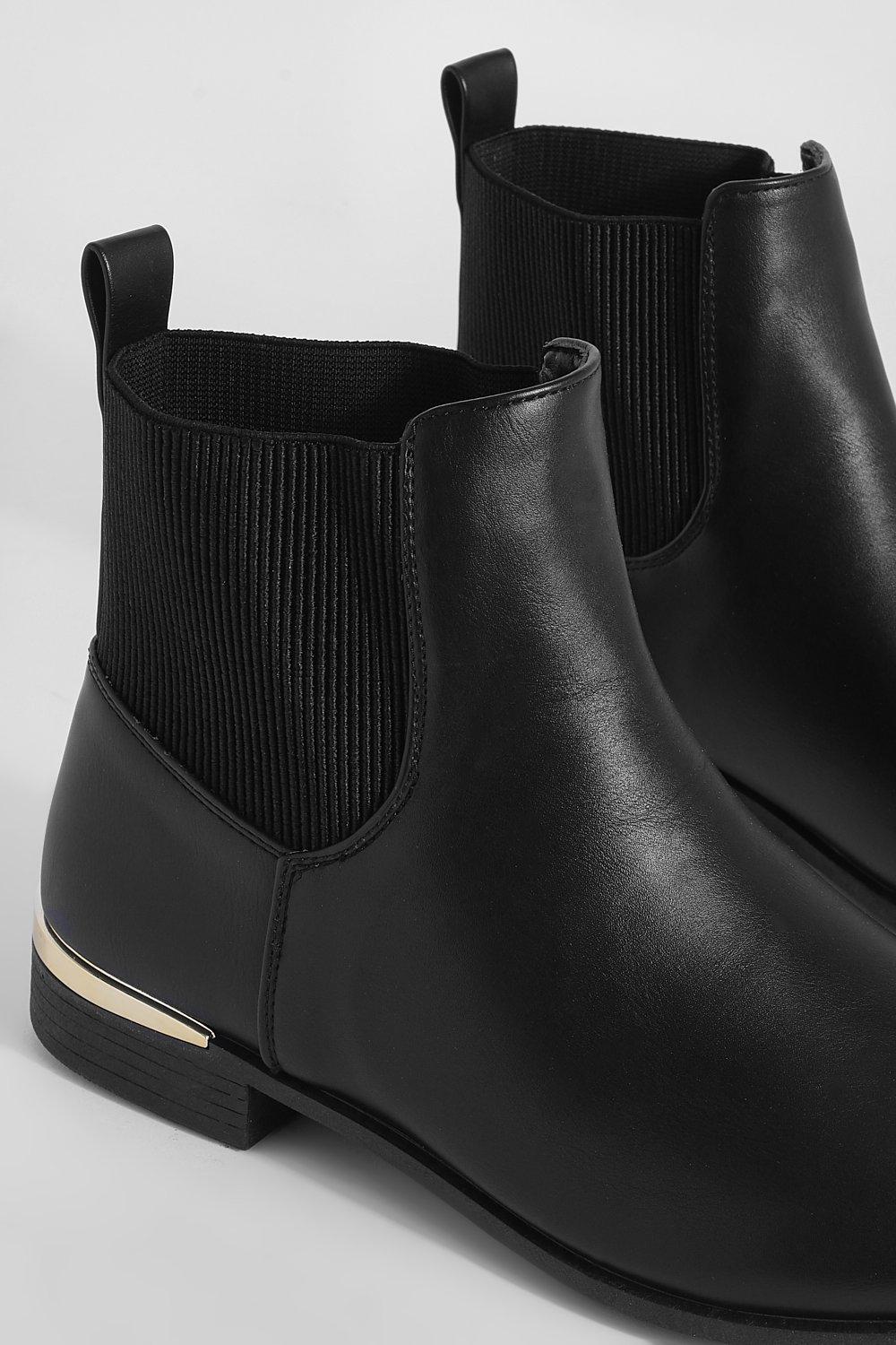 Metal Trim Detail Pu Ankle Boots