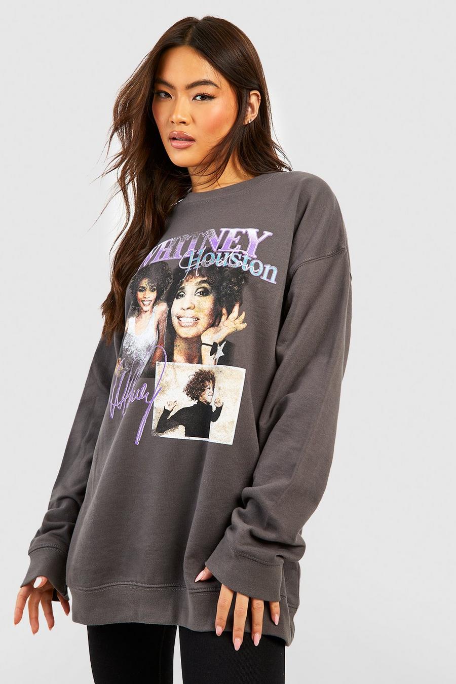 Charcoal grey Whitney Houston Oversized sweatshirt med tryck