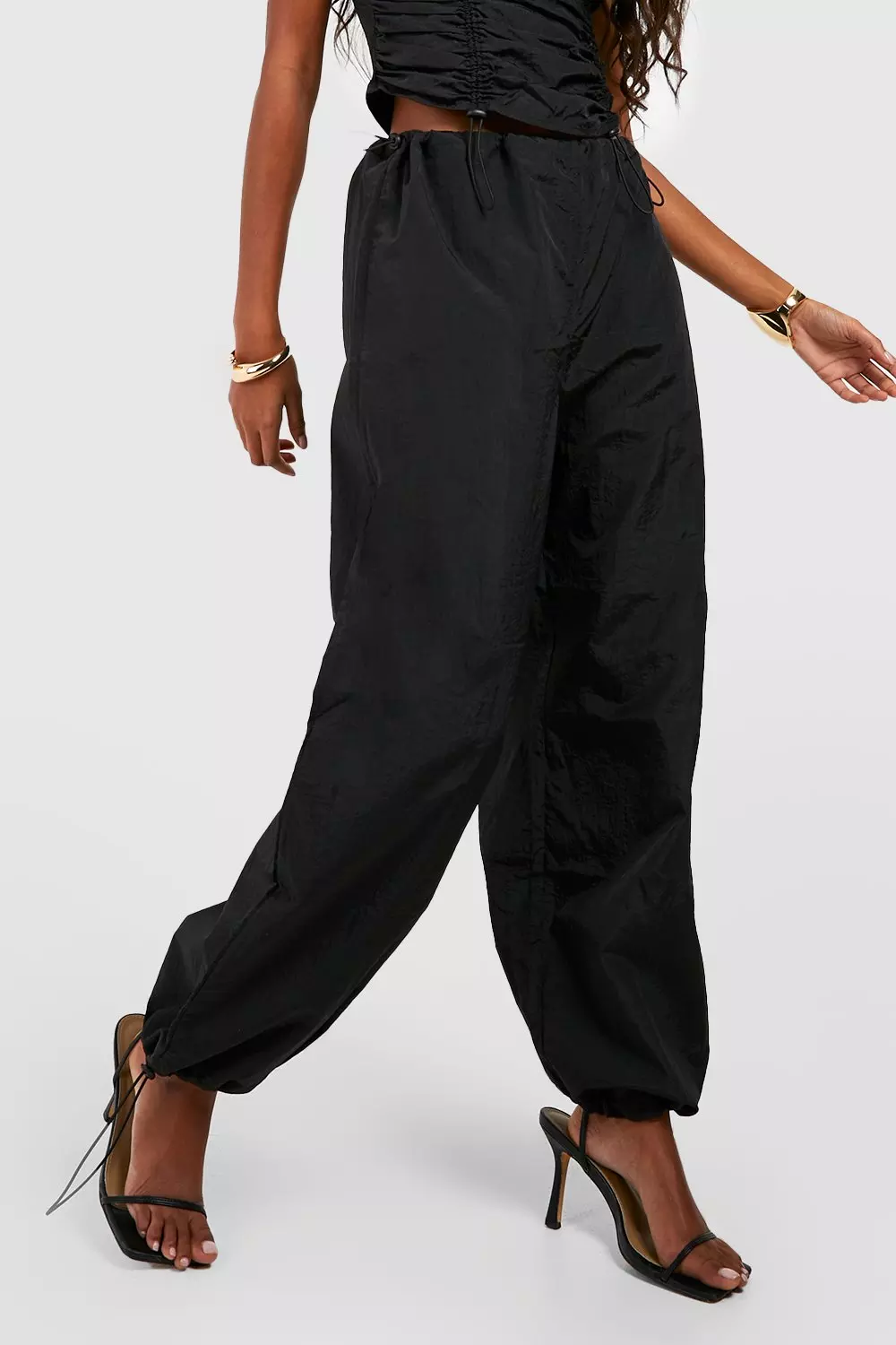 Toggle Detail Oversized Parachute Pants