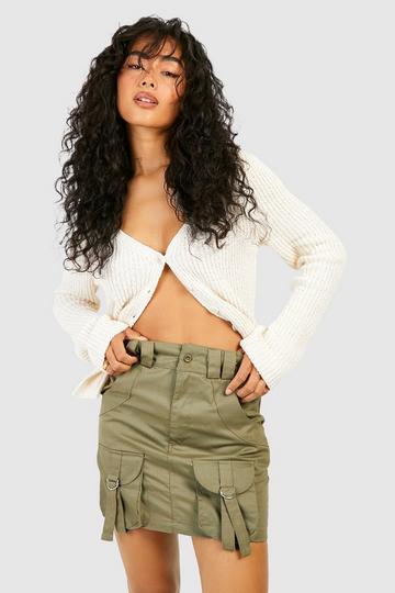 Khaki Drop Pocket Cargo Mini Skirt