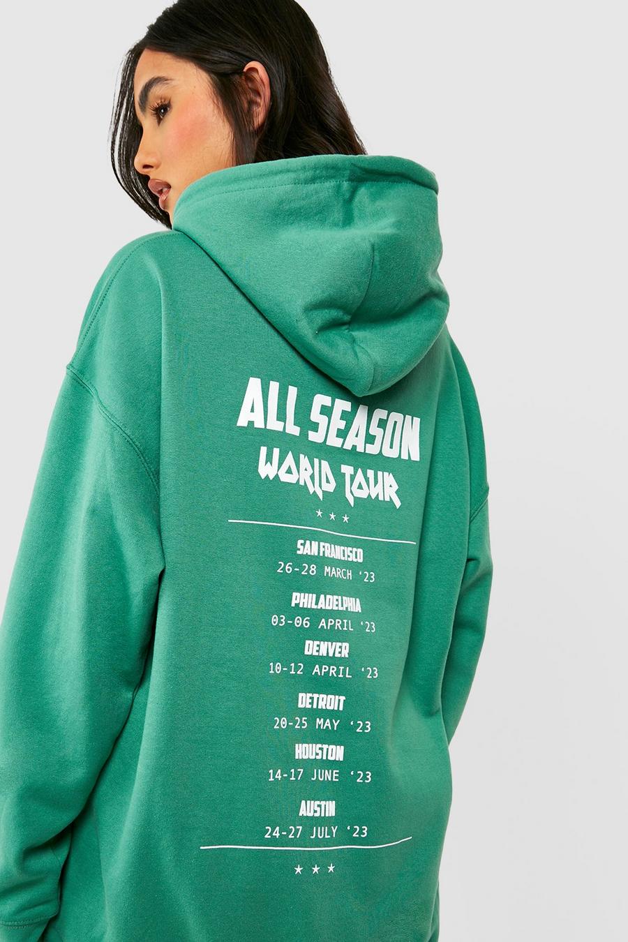 Green World Tour Back Print Oversized Hoodie image number 1