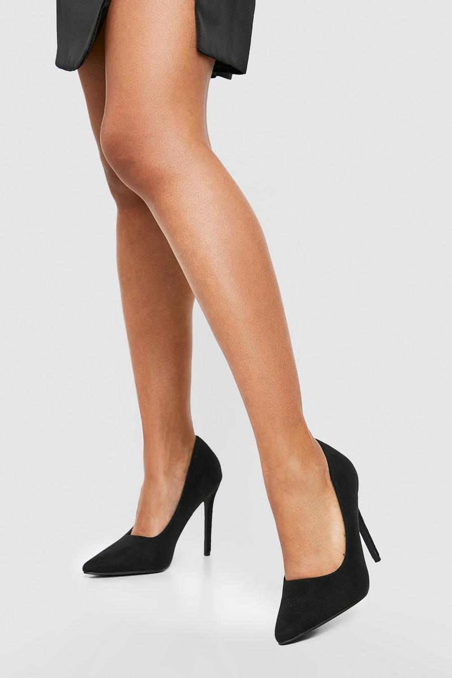 Black Wide Fit High Stiletto Court Shoes image number 1