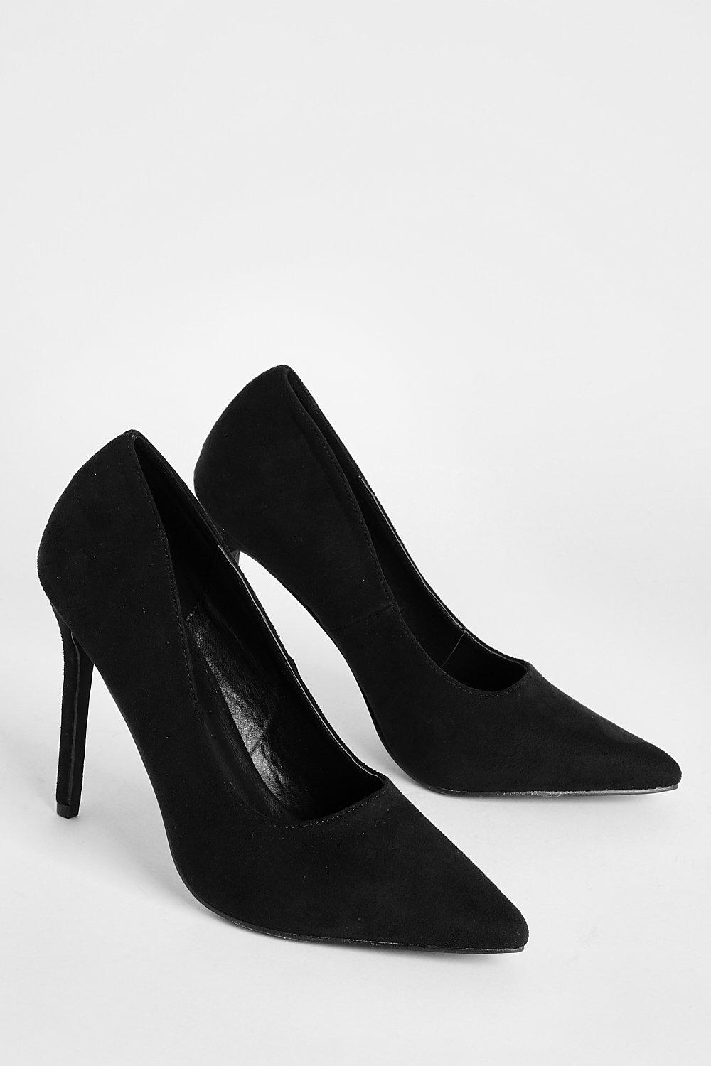 Black suede discount pumps wide width