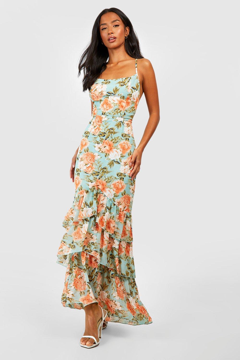 Boohoo floral 2 in 1 maxi dress sale