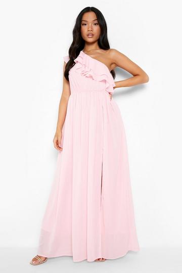 Petite Chiffon Asymmetric Ruffle Maxi Dress blush